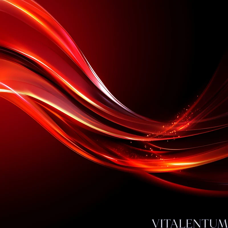 Flowing Red and Orange Curves Abstract Art AI Image