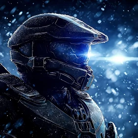 Armored Warrior in Winter Scene