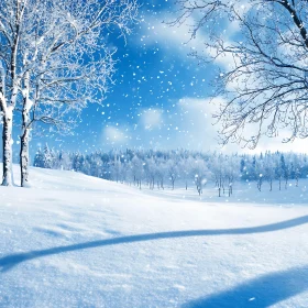 Serene Winter Scene with Snow-Covered Trees
