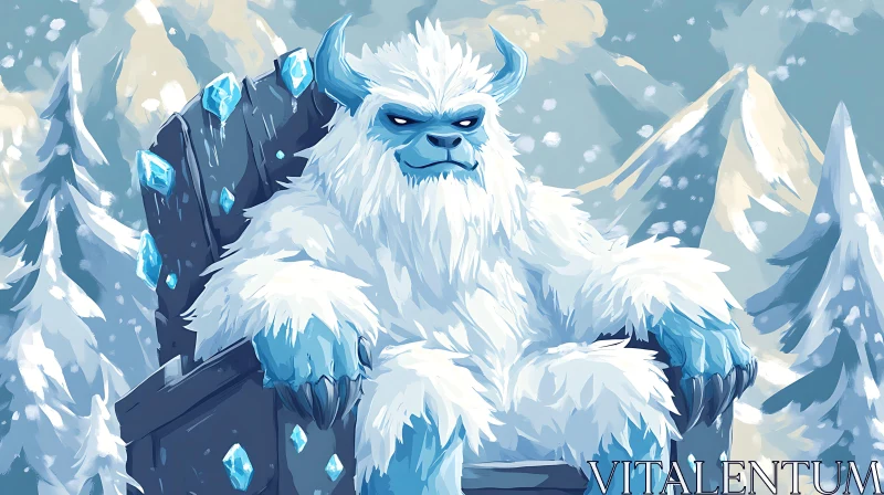 Icy Throne of the Snow Monster King AI Image