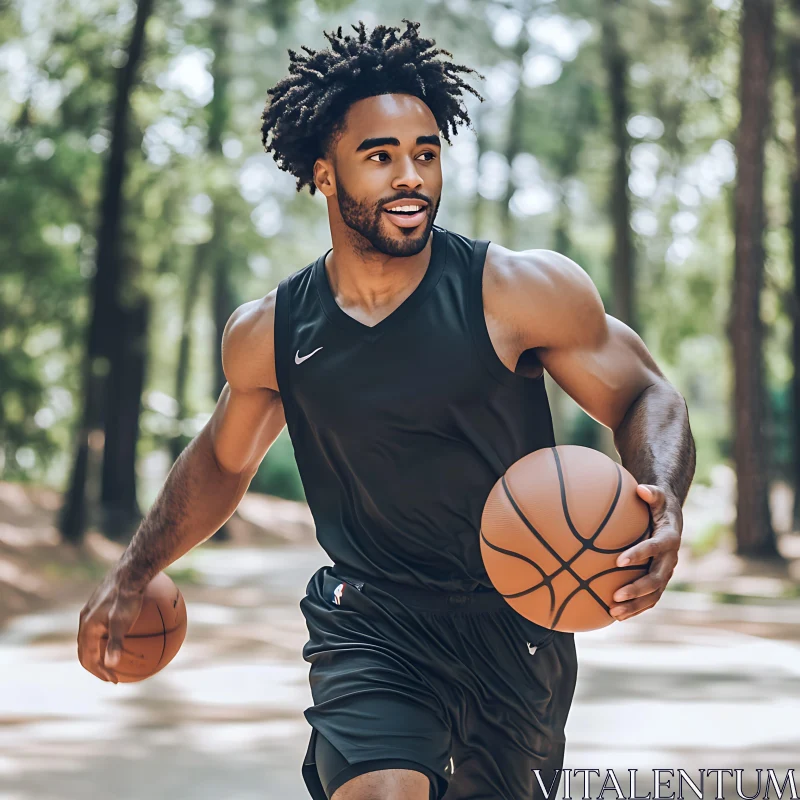 Athlete with Basketballs AI Image