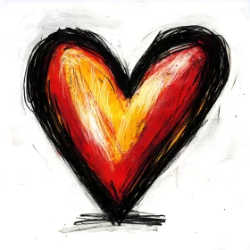 Abstract Heart Sketch on White Background