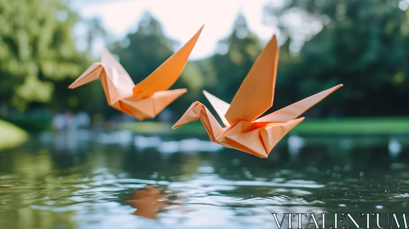 Paper Birds Reflection AI Image