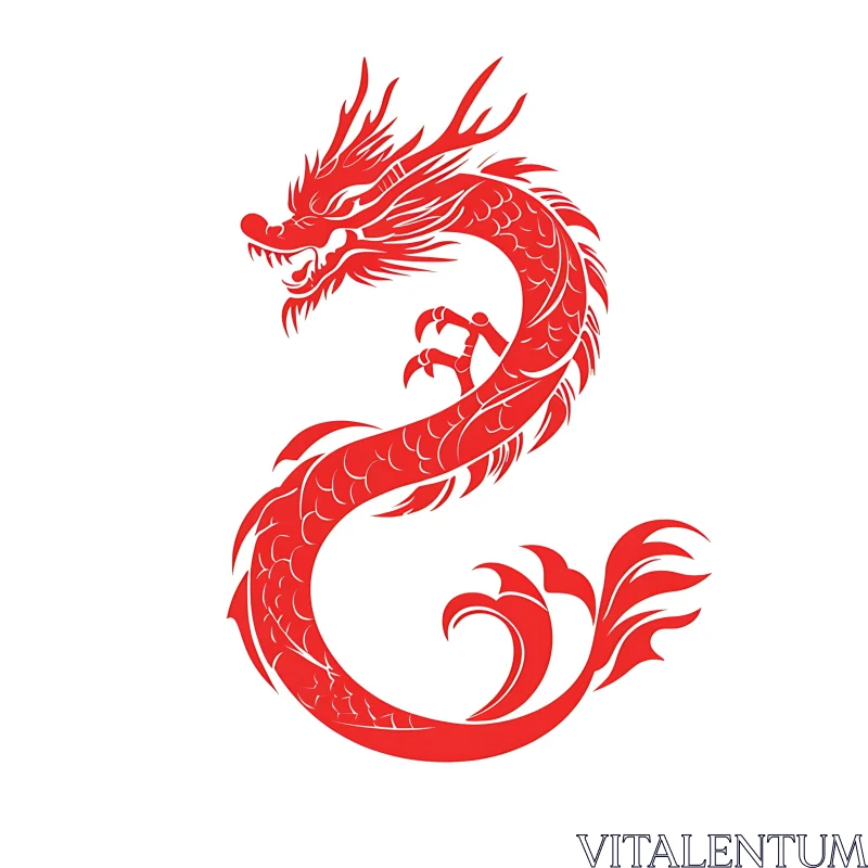 Crimson Dragon Silhouette Art AI Image