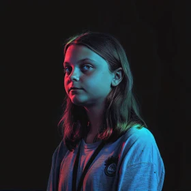 Greta Thunberg Colorful Studio Portrait