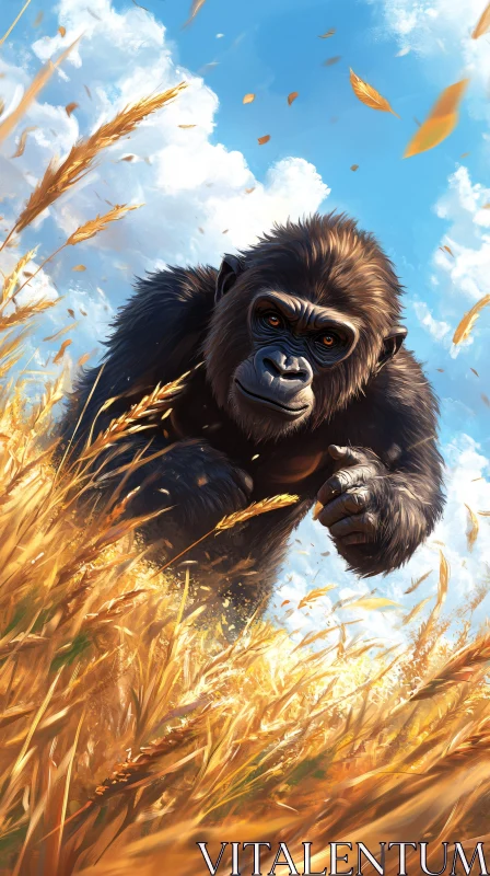 Gorilla in Wheat AI Image