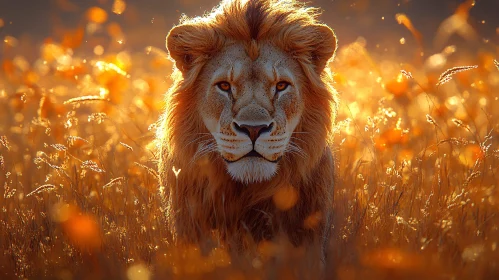 Lion Portrait in Field