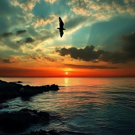 Bird Silhouette at Sunset