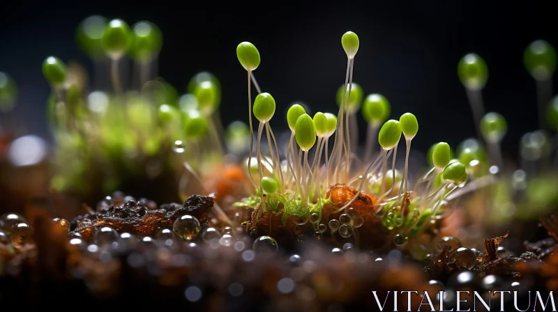 Emerging Moss Sprouts in Forest - A Contest Winner Image AI Image