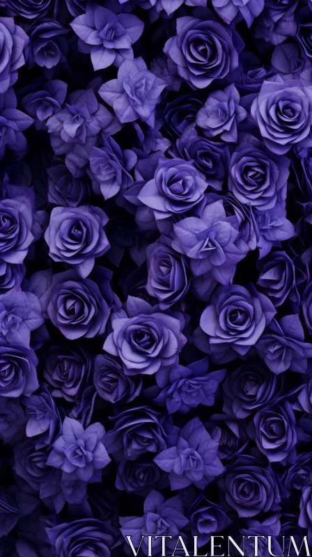 Enchanting Purple Roses on Black - Floral Art AI Image