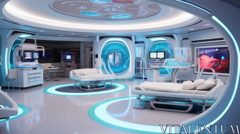 Futuristic Medical Hospital Room | 32k UHD | Seapunk Elements AI Image