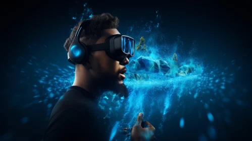 Immersive Virtual Reality Experience with VR Headsets and Blue Water