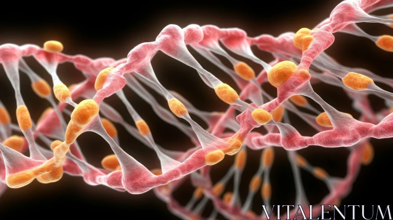 Intricate DNA Molecule Artwork on Black Background AI Image