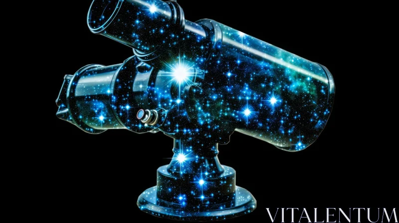 Telescope on Dark Background with Stars - Unique and Creative Art AI Image