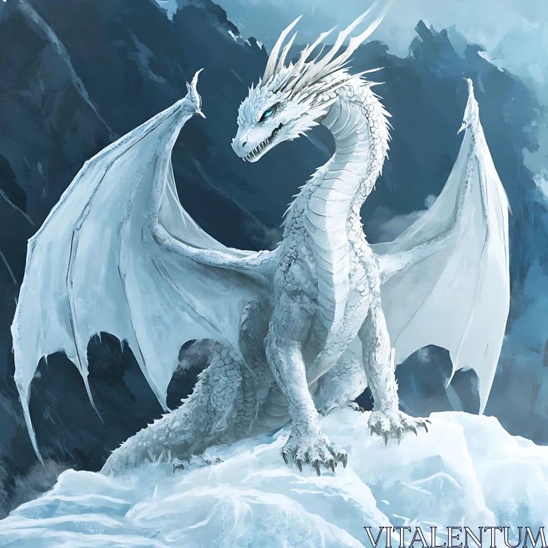 AI ART Winter Dragon: Guardian of the Frozen Peaks