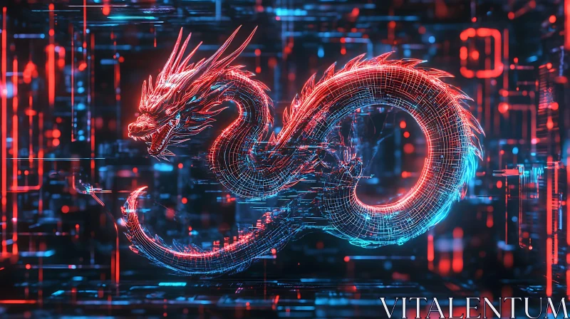 AI ART Cyberpunk Dragon: Neon Tech Art