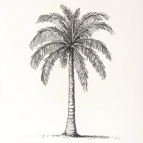 Minimalist Palm Tree Line Art Illustration