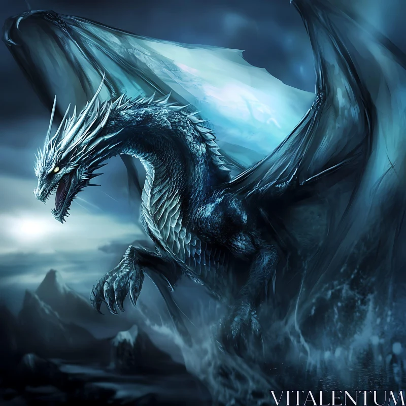 AI ART Dragon in the Mountains