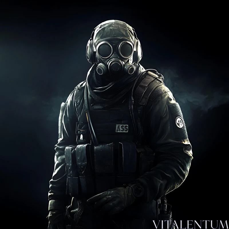 Tactical Soldier in Dark Ambiance AI Image