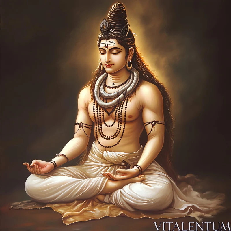 Serene Shiva in Lotus Position AI Image