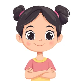 Illustration of a Cheerful Cartoon Girl