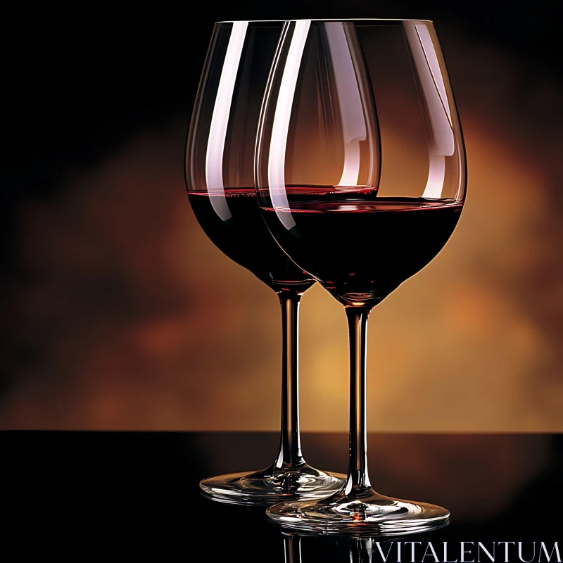 Red Wine in Clear Glasses AI Image