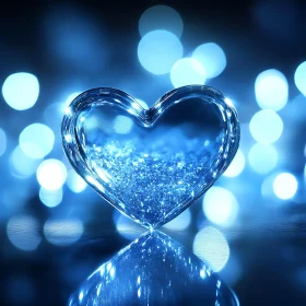 Sparkling Heart on Reflective Surface