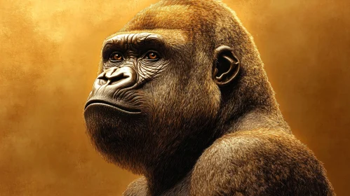 Golden-Toned Gorilla Portrait