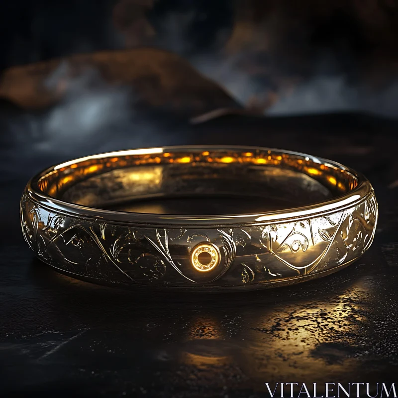 AI ART Intricate Gold Ring with Jewel Centerpiece