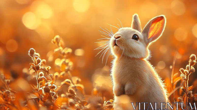 AI ART Rabbit Bathed in Golden Light