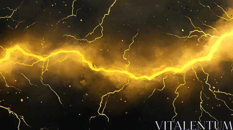 Abstract Golden Lightning Bolt AI Image