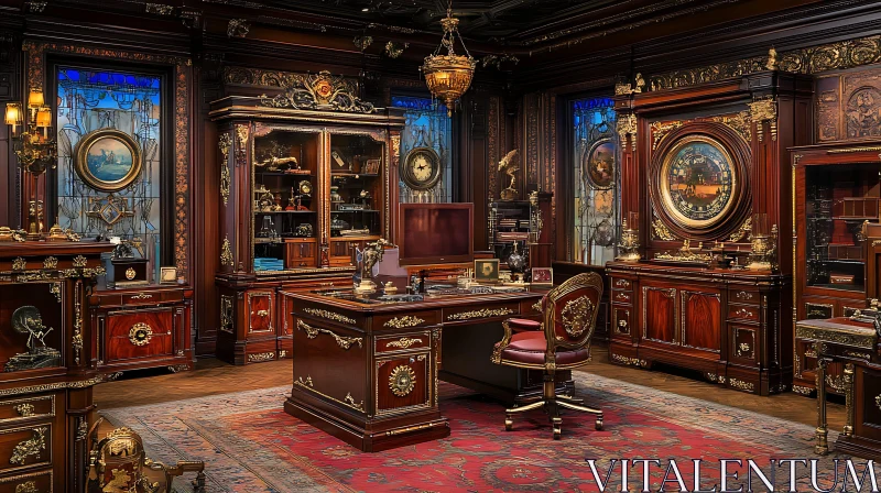 AI ART Luxurious Classic Office Space with Ornate Decor