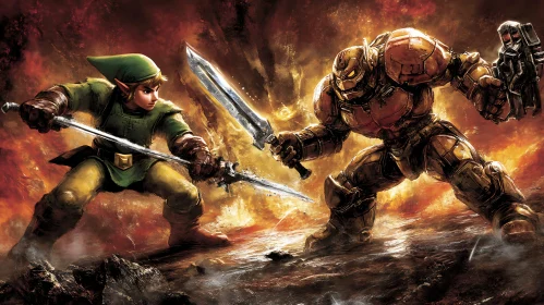 Fantasy Battle: Sword vs Futuristic Weapon