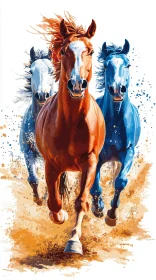 Colorful Galloping Horses Art