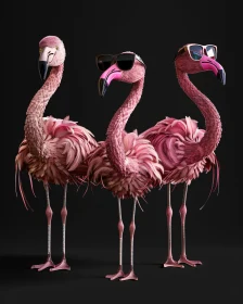 Flamingos in Sunglasses: A Stylish Bird Trio