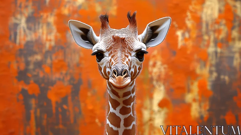 Wild Giraffe Against Colorful Abstract Backdrop AI Image