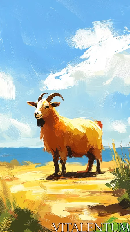 Seaside Goat Art AI Image