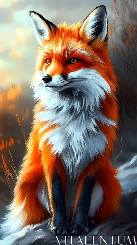 Elegant Fox in the Wild AI Image