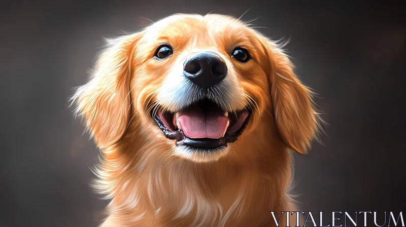 Happy Golden Retriever Art AI Image