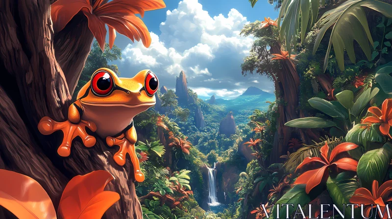 Colorful Tree Frog in Lush Jungle AI Image