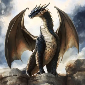 Fantasy Dragon on Rocky Peak