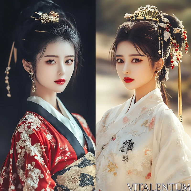 Portraits of Women in Traditional Attire AI Image