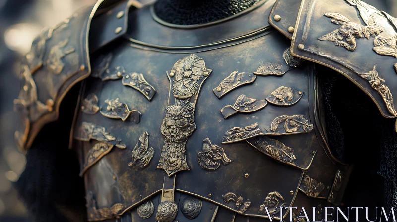 AI ART Medieval Armor Close-Up Gilded Details