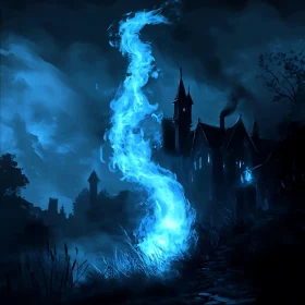 Mystic Blue Flame at Night