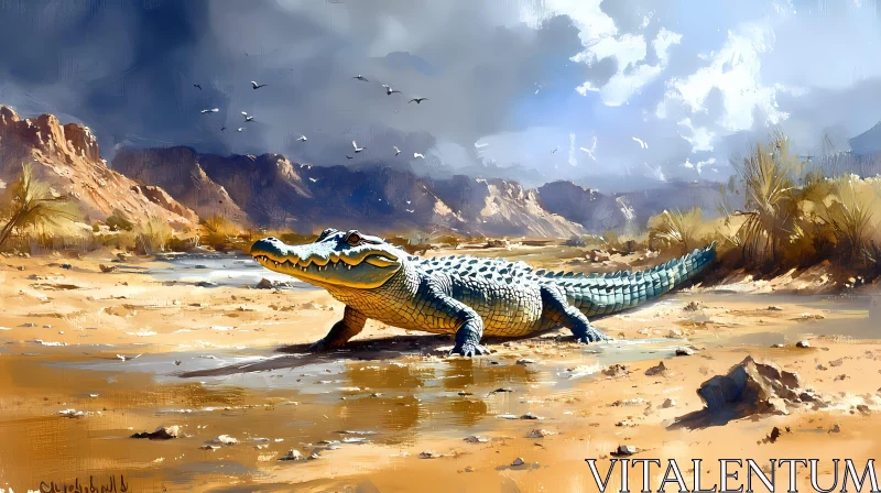 Wild Reptile Art in Arid Setting AI Image