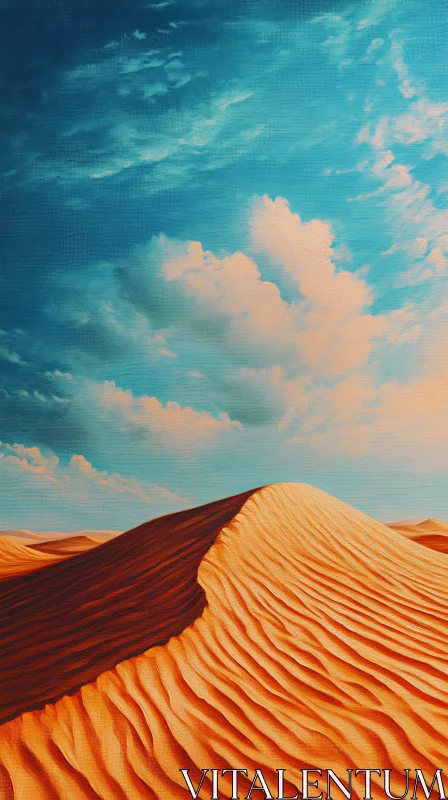 AI ART Desert Sand Dunes under a Serene Blue Sky