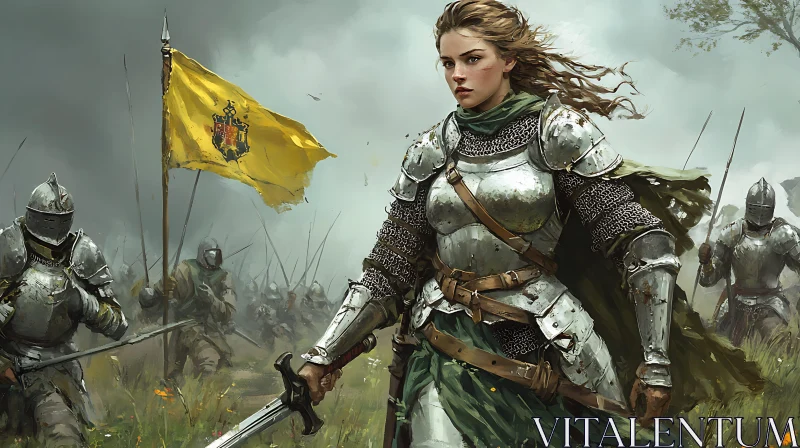 AI ART Medieval Woman Warrior with Sword