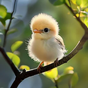 Tiny Bird Perched on Tree