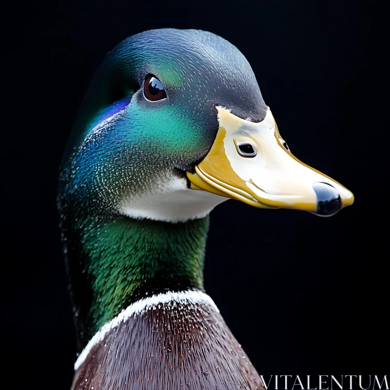 Detailed Mallard Duck Head Shot AI Image