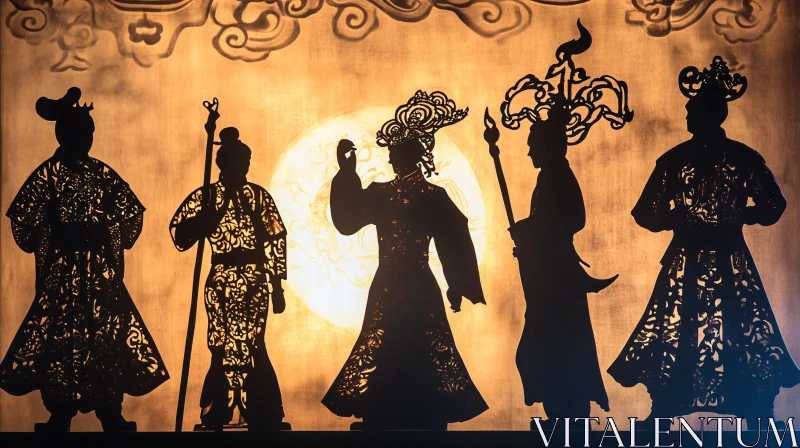 AI ART Intricate Shadow Play: Ancient Storytelling Silhouettes